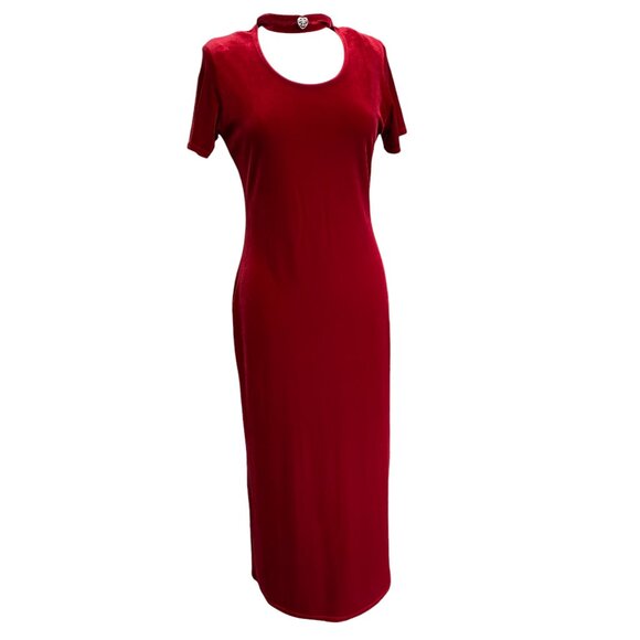 Vintage Velvet Maxi Dress Red Fairy Indie Grunge Whimsigoth Coquette 90s-8 - Picture 6 of 13